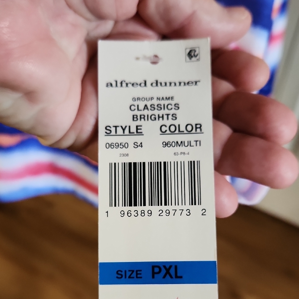 Alfred Dunner Blue and Pink Relaxed Blouse - Picture 4 of 9